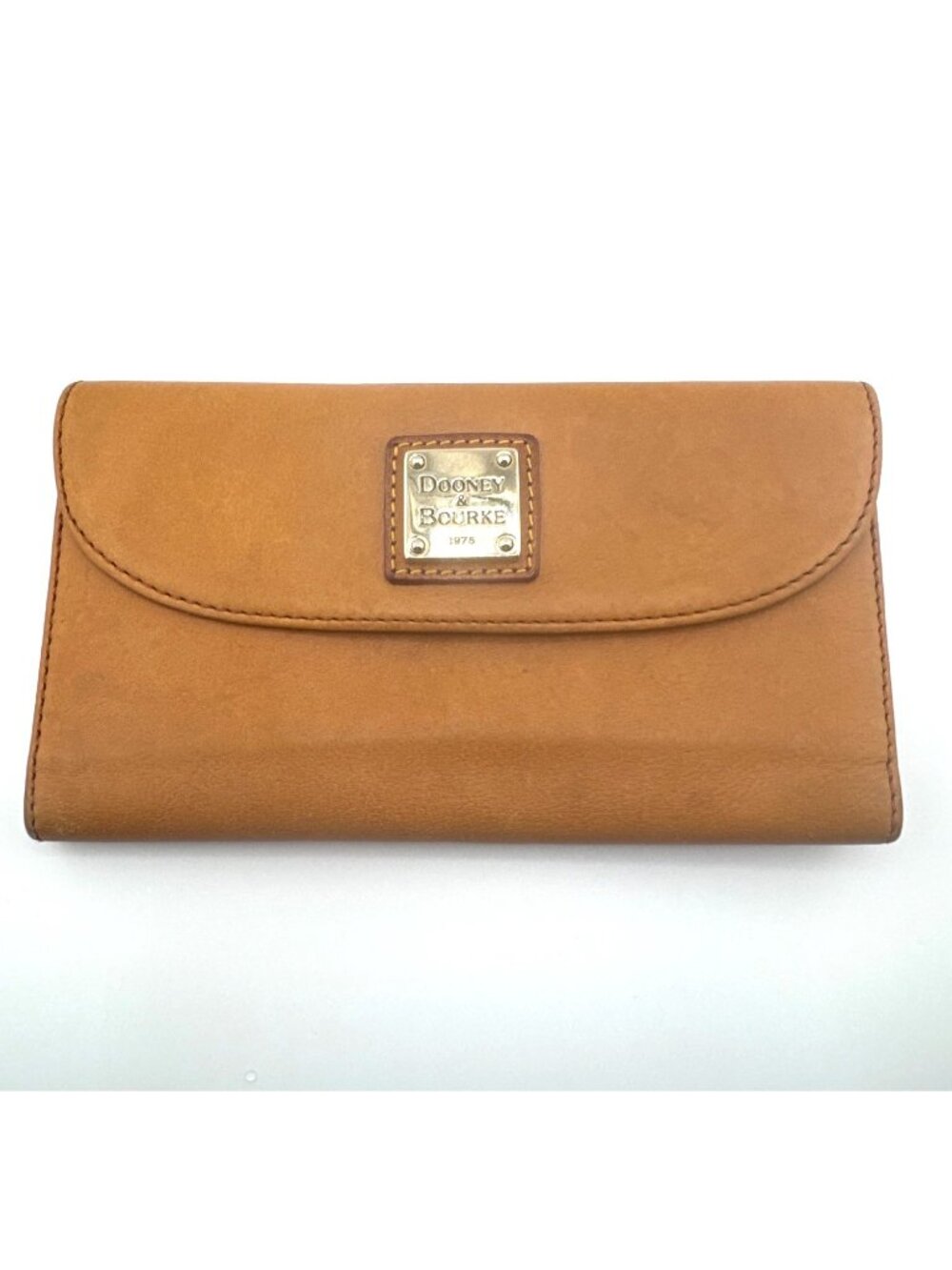 Dooney & Bourke Tan Leather Trifold Continental Wallet Flap Snap ID Coin Pocket
